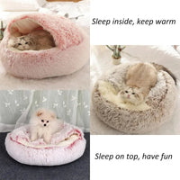 Pink Small PawfectFriend Cozy Burrowing Cave Pet Bed for Dogs Cats Kitten Plush Warm Soft Sleeping Nest - pink small