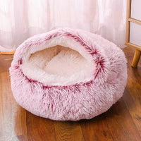 Pink Medium PawfectFriend Cozy Burrowing Cave Pet Bed for Dogs Cats Kitten Plush Warm Soft Sleeping Nest - pink medium