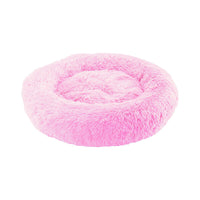 Medium-50cm pink PawfectFriend Dog Pet Cat Calming Bed Plush Beds Large Fluffy Donut Comfy Cushion Puppy Mat