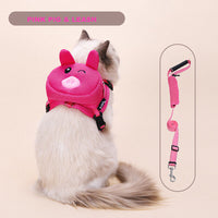 Ondoing Pet Saddle Bag Dog Harness Backpack Hiking Traveling Outdoor Bags Cute Costume (Pink pig bag with leash)L