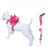 Ondoing Pet Saddle Bag Dog Harness Backpack Hiking Traveling Outdoor Bags Cute Costume (Blue shark bag with leash)M