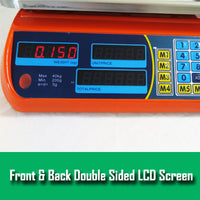 Kitchen Scale Digital Commercial Postal Shop Electronic Weight Scales Food 40KG - orange