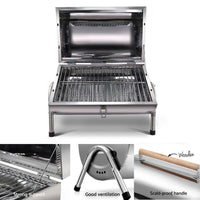 Stainless Steel BBQ Barrel Charcoal Smoker Portable Foldable Barbecue Camping Picnic