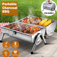 Stainless Steel BBQ Barrel Charcoal Smoker Portable Foldable Barbecue Camping Picnic