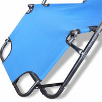 Reclining Sun Beach Deck Lounge Chair Outdoor Folding Camping Fishing Arm Rest - blue