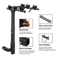 3 Bike Rack Bicycle Car Rear Carrier 2" Steel Foldable Steel Hitch Mount Towbar