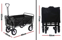 Foldable Collapsible Wagon Cart Garden Beach Outdoor Shopping Trolley Camping Brake - Black