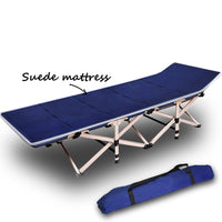 Camping Portable Stretcher Single Foldable Folding Bed Mattress Recliner Mat - navy