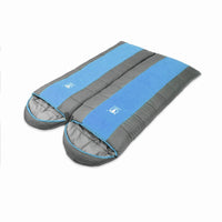 Double Camping Envelope Twin Sleeping Bag Thermal Tent Hiking Winter -15C - blue