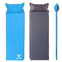 Double Air Bed Self Inflating Mattress Sleeping Mat Camping Camp Hiking Joinable - blue