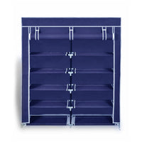 2 Doors with Cover Portable Storage Shoe Rack Cabinet Wardrobe - navy