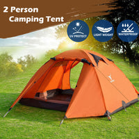 2 Person Portable Outdoor Lightweight Cycling Hiking Backpacking Camping Waterproof Tent - Orange