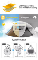 Waterproof Instant Up Beach Camping Tent 3 Person Pop up Tents Family Hiking Dome