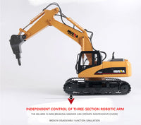 1/14 16CH RC Broken Drill Drilling Excavator Construction Vehicle Toy Gift