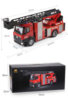 1:14 RC Fire Truck Extensible Ladder Toy Car Water Gun Construction Light Sound Gift