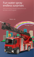 1:14 RC Fire Truck Extensible Ladder Toy Car Water Gun Construction Light Sound Gift