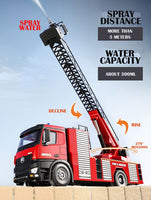 1:14 RC Fire Truck Extensible Ladder Toy Car Water Gun Construction Light Sound Gift