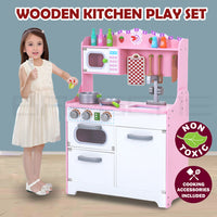 Kids Wooden Kitchen Pretend Play Set Toy Toddlers Children Cooking Food Cookware