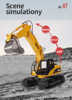 1/14 15CH RC Alloy Excavator Construction Engineering Vehicle Digger Toy Gift