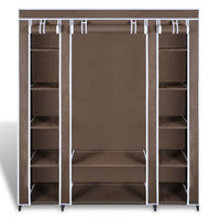 Large Space Storage Portable Bedroom Double Wardrobe Stable Easy Assemble - brown