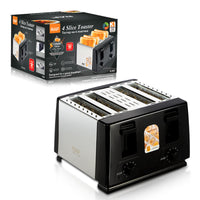 4 Slice Toaster Efficient Easy to Clean with Removable Crumb Tray Wide Slot Design