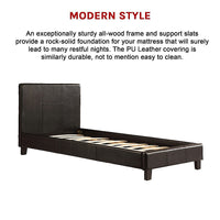 Single PU Leather Bed Frame Black