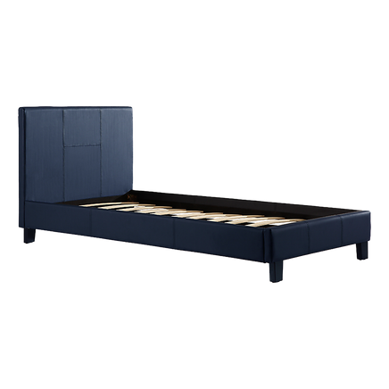 Single PU Leather Bed Frame Blue