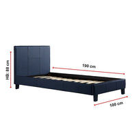 Single PU Leather Bed Frame Blue