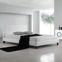 Double PU Leather Bed Frame White