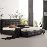 King PU Leather Deluxe Bed Frame Black