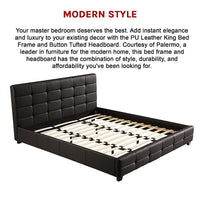 King PU Leather Deluxe Bed Frame Black