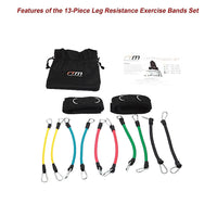 13PC Resistance Bands Set – Fitness Exercise Tubes with Handles & Leg Bands