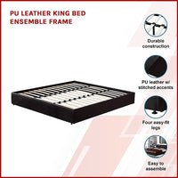 PU Leather King Bed Ensemble Frame