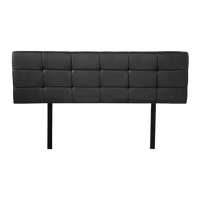 PU Leather Queen Bed Deluxe Headboard Bedhead - Black