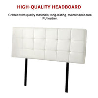 PU Leather Queen Bed Deluxe Headboard Bedhead - White