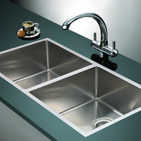 865x440mm Handmade Stainless Steel Undermount / Topmount Kitchen Sink with Waste