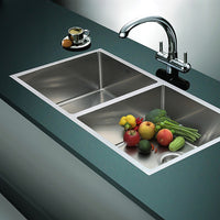 865x440mm Handmade Stainless Steel Undermount / Topmount Kitchen Sink with Waste