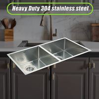 865x440mm Handmade Stainless Steel Undermount / Topmount Kitchen Sink with Waste