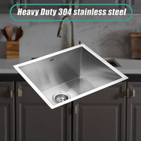 510x450mm Handmade Stainless Steel Undermount / Topmount Kitchen Laundry Sink with Waste