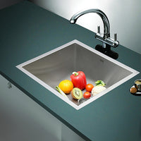 510x450mm Handmade Stainless Steel Undermount / Topmount Kitchen Laundry Sink with Waste