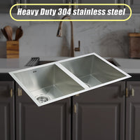 770x450mm Handmade Stainless Steel Undermount / Topmount Kitchen Sink with Waste