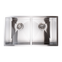 820x457mm Handmade Stainless Steel Undermount / Topmount Kitchen Laundry Sink with Waste