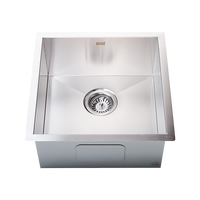 440x440mm Handmade Stainless Steel Undermount / Topmount Kitchen Laundry Sink with Waste
