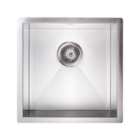 440x440mm Handmade Stainless Steel Undermount / Topmount Kitchen Laundry Sink with Waste