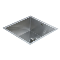 440x440mm Handmade Stainless Steel Undermount / Topmount Kitchen Laundry Sink with Waste