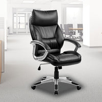 PU Leather Executive Office Chair – Ergonomic Swivel Computer Desk Chair in Black