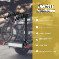 3 Bicycle Rack Hitch Mount Bike Carrier for Car and SUV Tow Bar