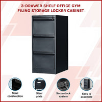 3-Drawer Shelf Office Gym Filing Storage Locker Cabinet