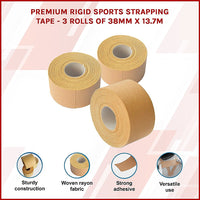 Premium Rigid Sports Strapping Tape - 3 Rolls of 38mm X 13.7M