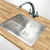 550x455mm Handmade 1.5mm Stainless Steel Undermount / Topmount Kitchen Sink with Square Waste